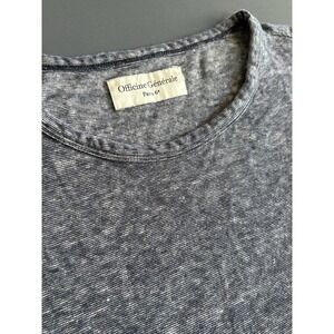 Officine Generale Men's T shirt Size XL, Linen blend, Gray Blue Portugal